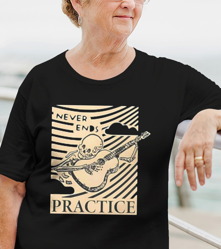 Lindy Day Never Ends Practice Skeleton Guitar T-Shirt