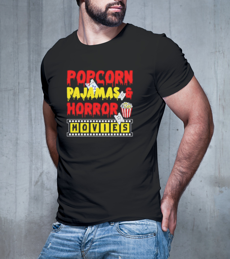 Popcorn Pajamas And Horror Movies T-Shirt
