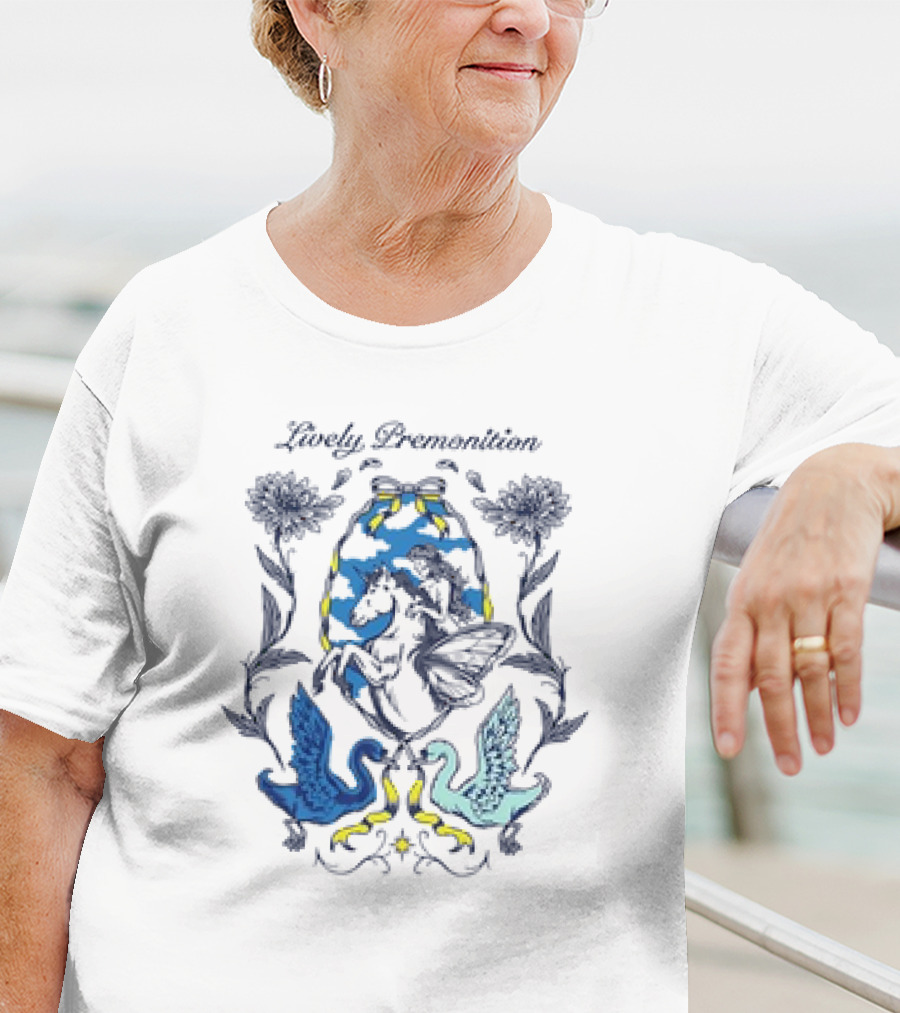 Lively Premonition Unicorn Fairy With Floral Swans T-Shirt