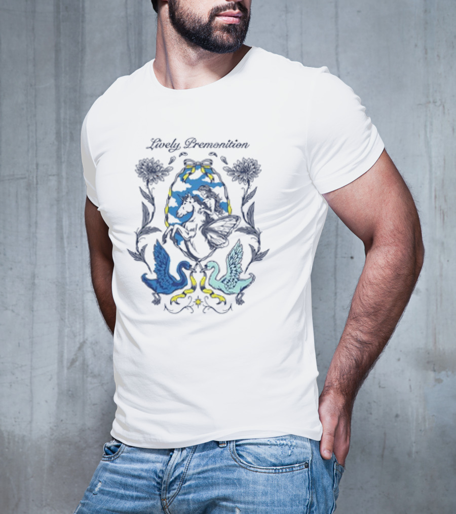 Lively Premonition Unicorn Fairy With Floral Swans T-Shirt