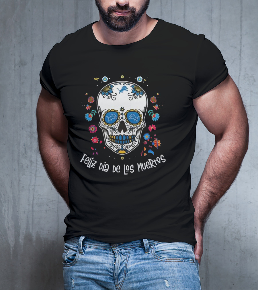 Detroit Lions Feliz Dia De Los Muertos T-Shirt