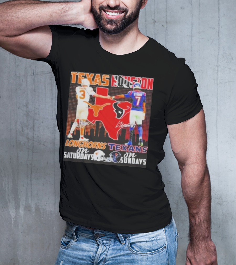 Texas Longhorns Longhorns On Saturdays Texans On Sundays T-Shirt