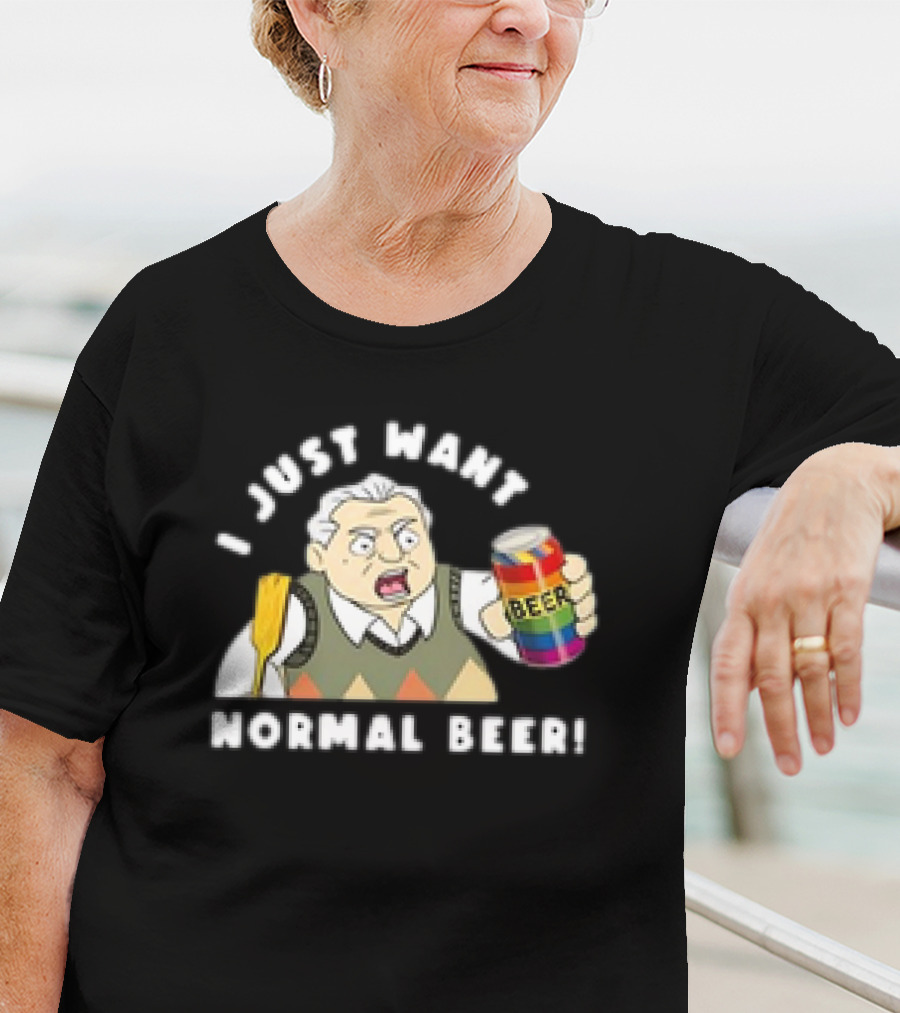 I Just Want Normal Beer Rainbow Can Man With Paddle T-Shirt