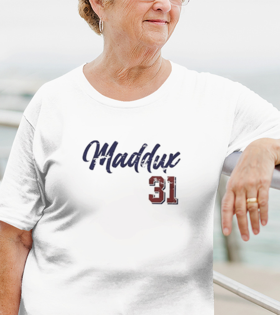 Greg Maddux 31 Chicago Baseball Script T-Shirt