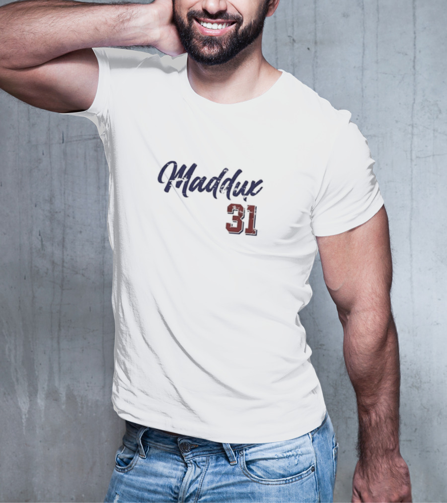 Greg Maddux 31 Chicago Baseball Script T-Shirt