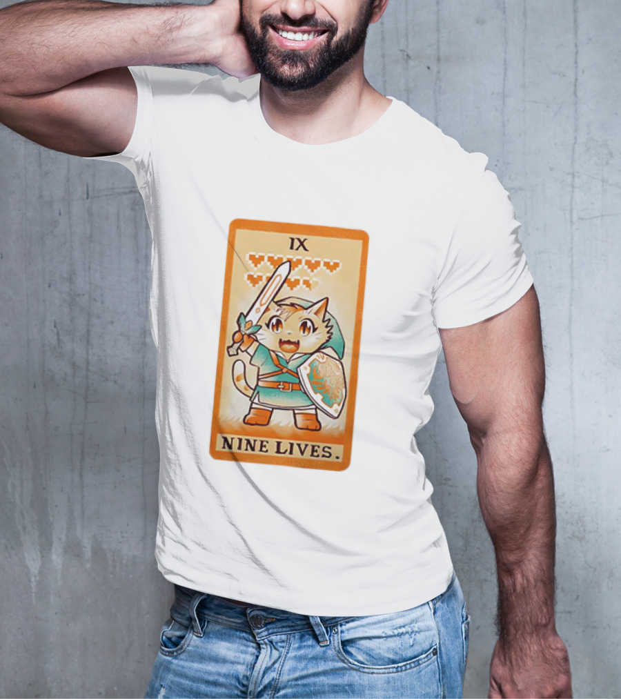 Nine Lives Tarot Cat IX Link The Legend Of Zelda T-Shirt