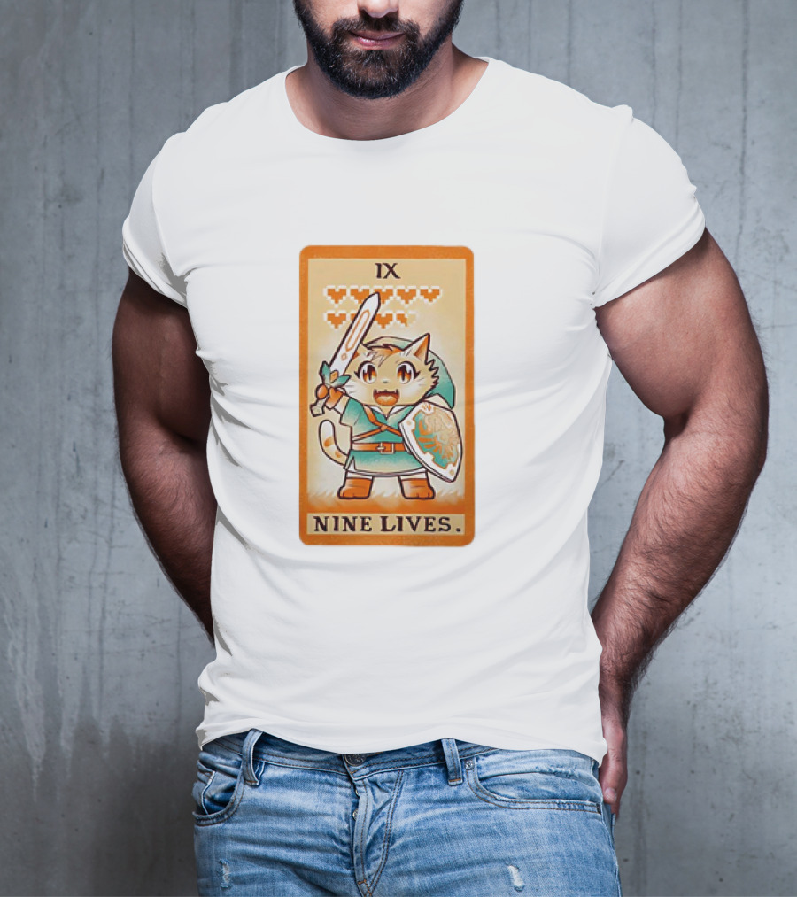 Nine Lives Tarot Cat IX Link The Legend Of Zelda T-Shirt