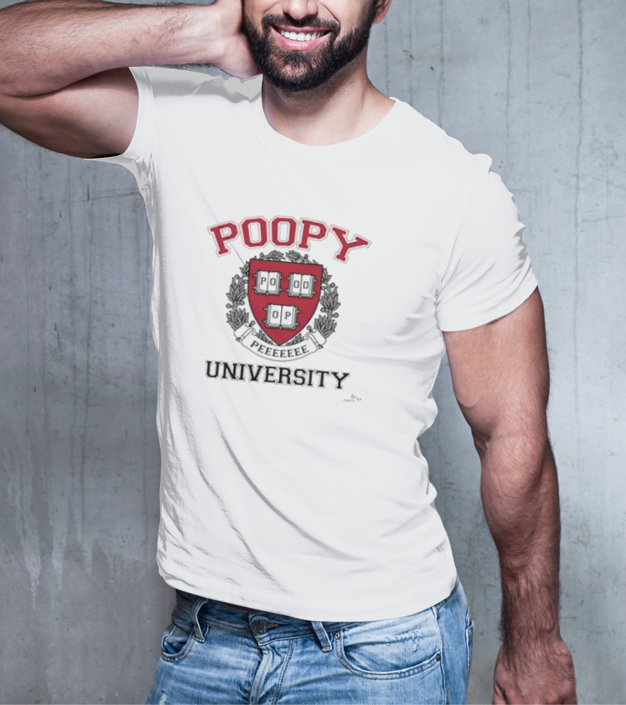 Poopy Peeeeeee Parody University Crest Shield Emblem T-Shirt