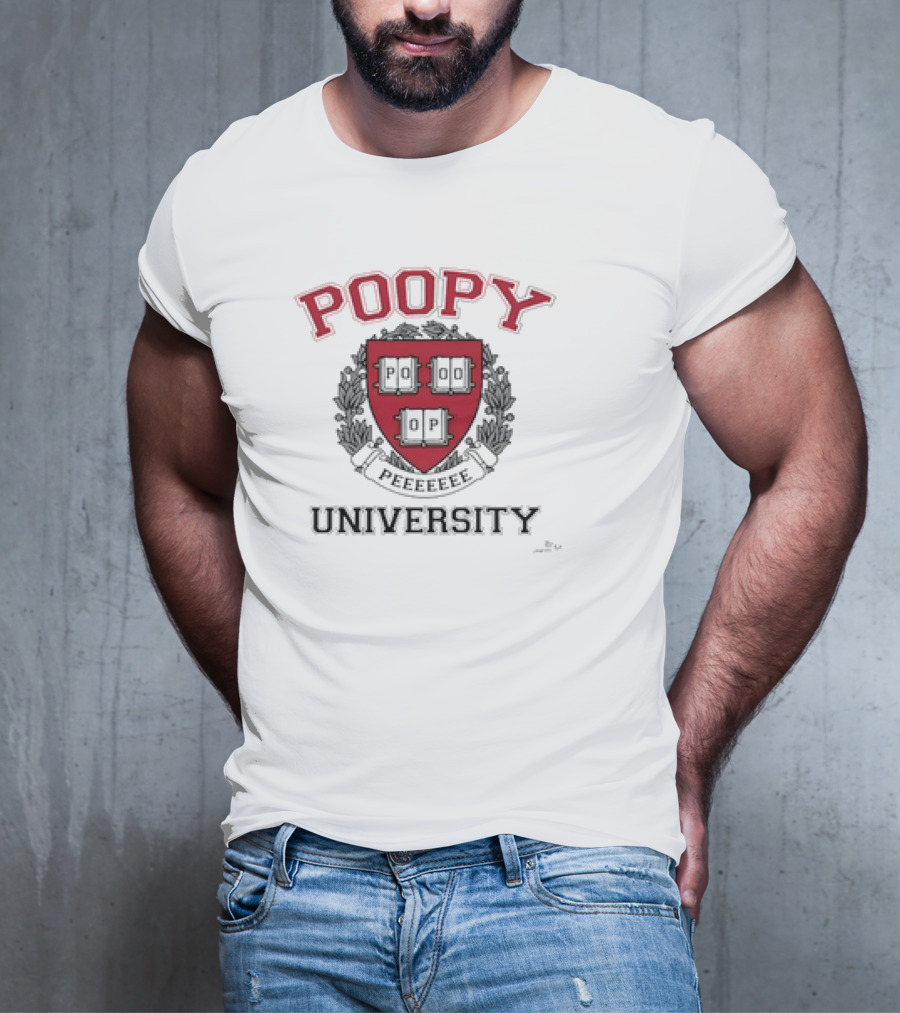 Poopy Peeeeeee Parody University Crest Shield Emblem T-Shirt
