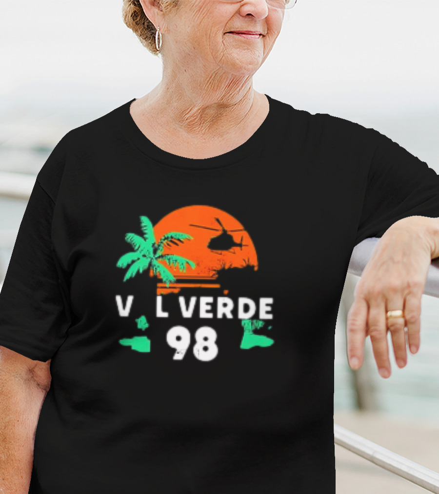 Val Verde 98 Retro Palm And Helicopter Sunset T-Shirt
