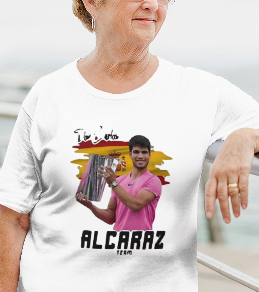 Don Carlos Alcaraz Team With Trophy And Spanish Flag T-Shirt
