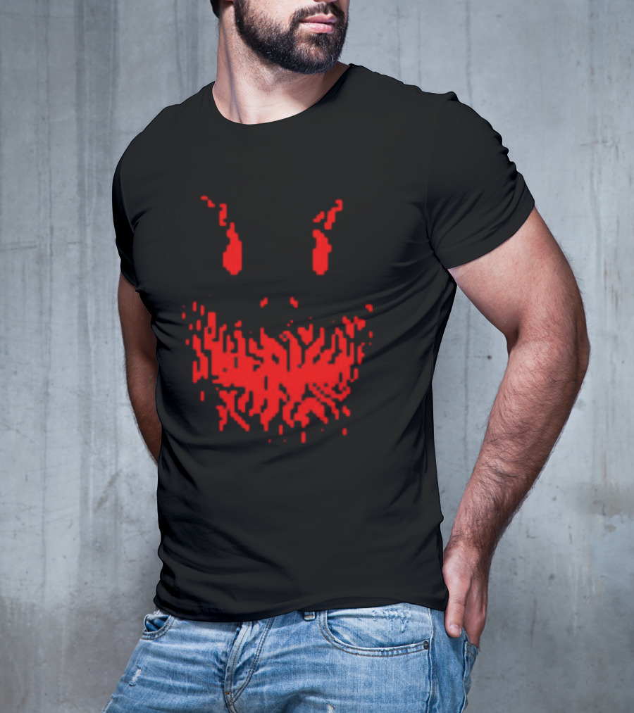 Scary Red Pixelated Joker Face T-Shirt