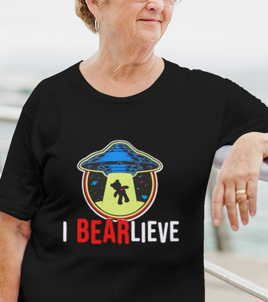 UFO I BEARlieve Alien Abduction Bear Spaceship T-Shirt