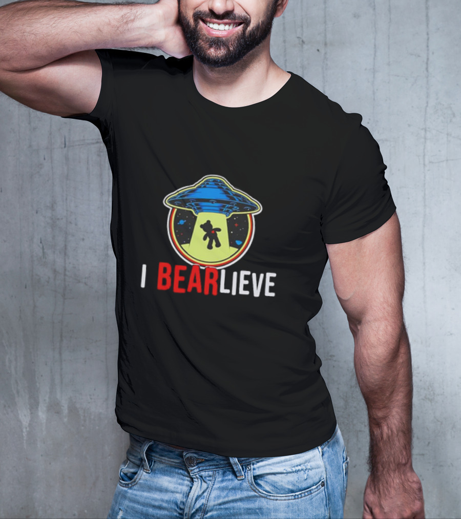 UFO I BEARlieve Alien Abduction Bear Spaceship T-Shirt