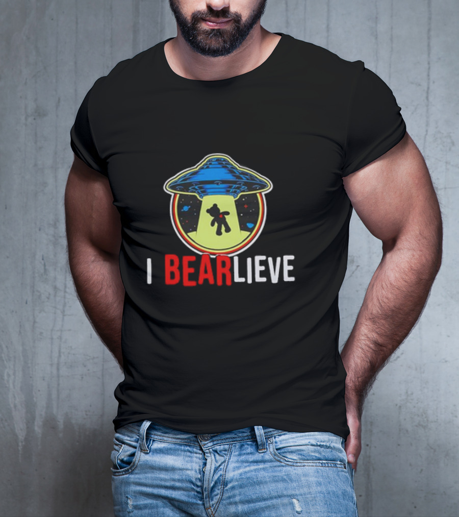 UFO I BEARlieve Alien Abduction Bear Spaceship T-Shirt