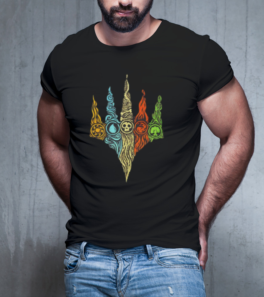 Magic The Gathering Five Mana Symbols Doodle T-Shirt