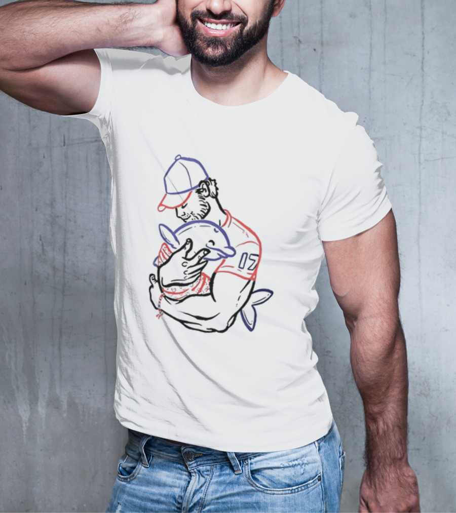 I Love You Dad Fish 17 Baseball Player Hugging Dolphin T-Shirt