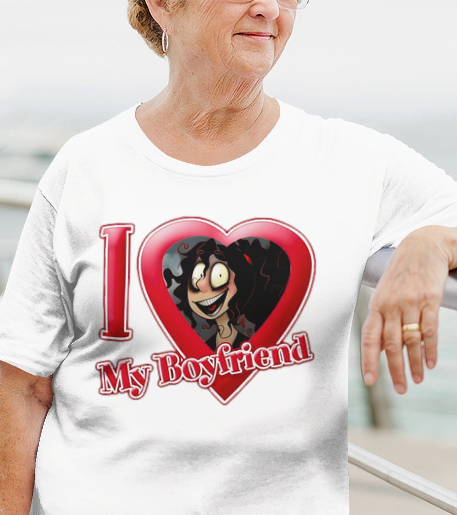 I Love My Boyfriend Heart Cartoon Face T-Shirt