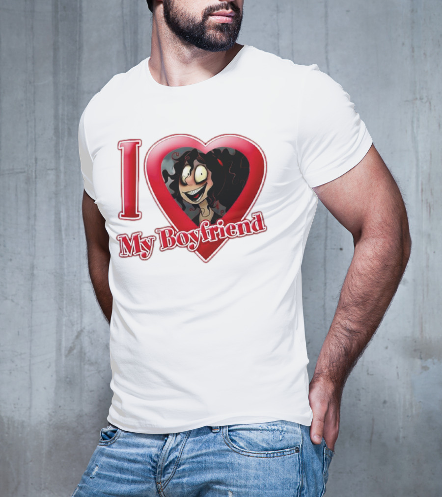 I Love My Boyfriend Heart Cartoon Face T-Shirt
