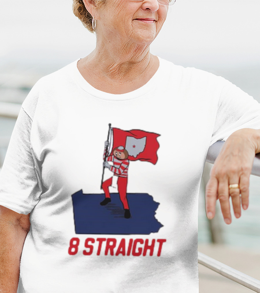 Ohio State Buckeyes Brutus Holding Flag 8 Straight T-Shirt
