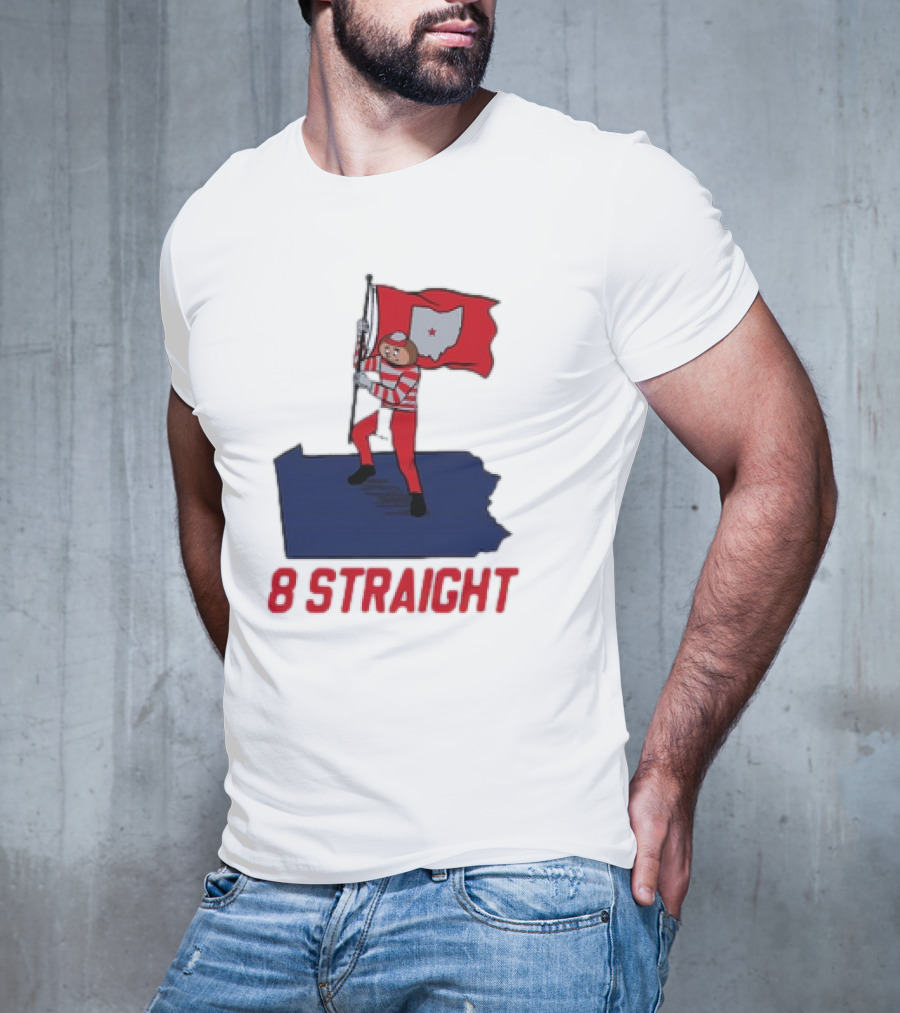 Ohio State Buckeyes Brutus Holding Flag 8 Straight T-Shirt