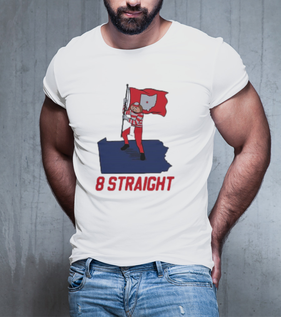 Ohio State Buckeyes Brutus Holding Flag 8 Straight T-Shirt