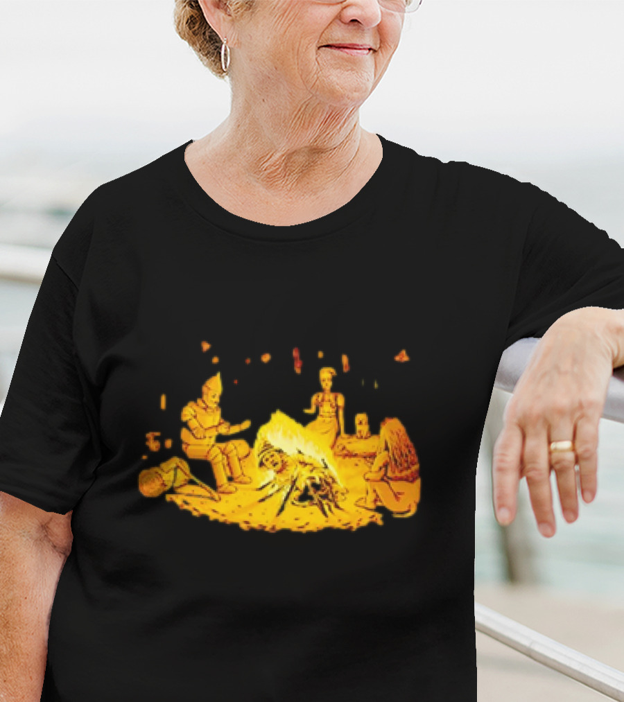Cisco Ramon Campfire Wizard Of Oz Characters Marshmallow Roasting Scene T-Shirt