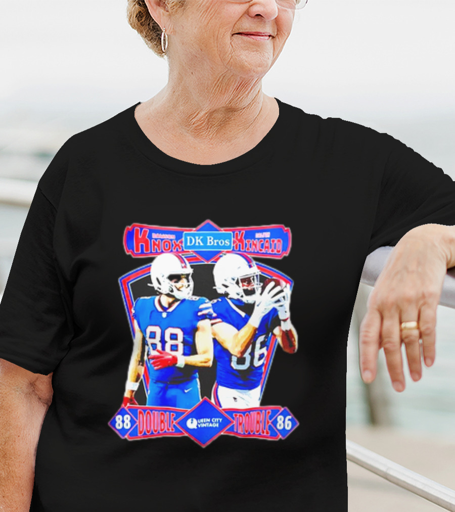 Dawson Knox Dalton Kincaid DK Bros Double Trouble 88 86 Buffalo Bills Vintage T-Shirt
