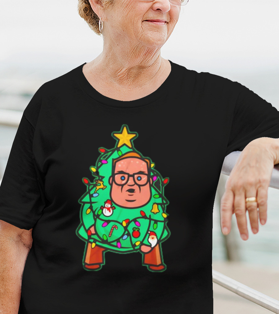 Foley Christmas Tree Lights Cartoon Character With Star And Decorated Ornaments T-Shirt