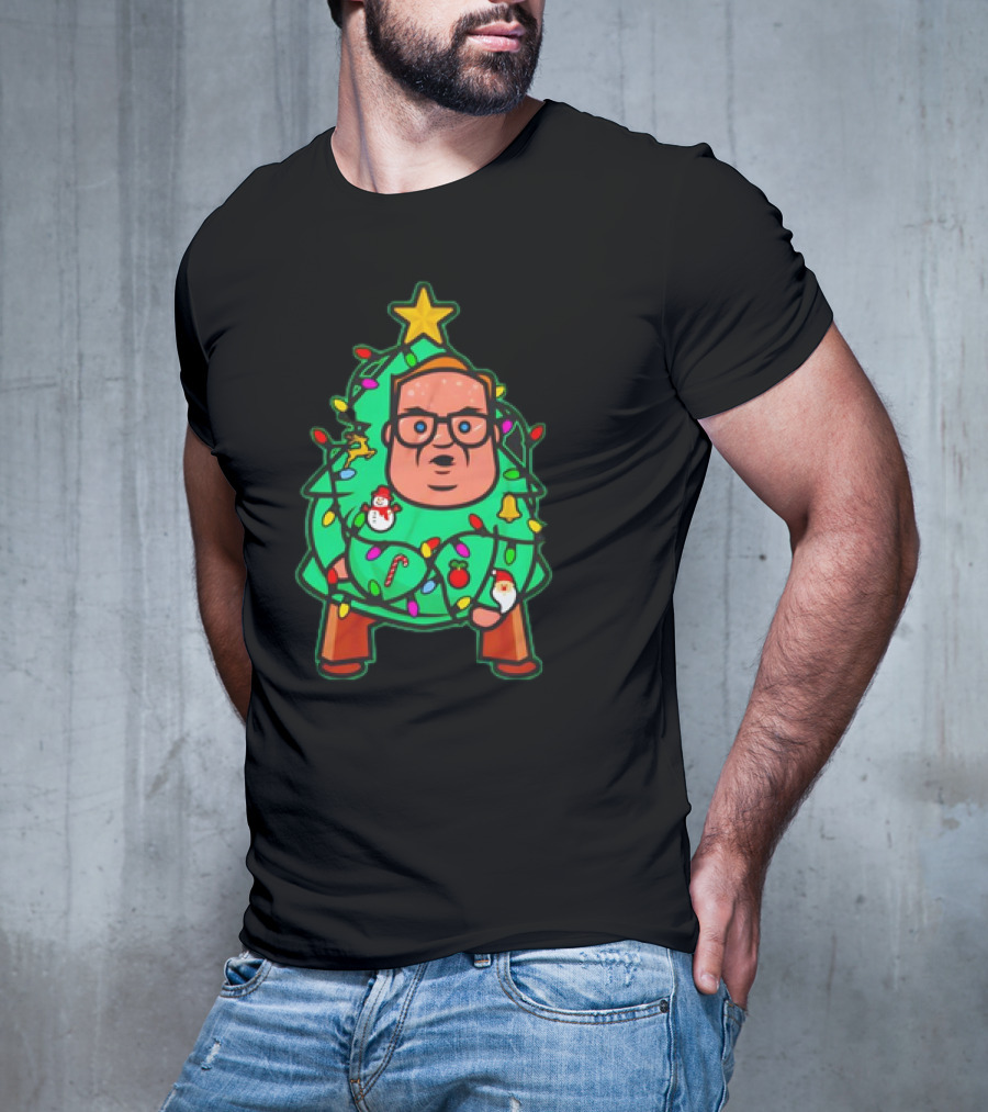 Foley Christmas Tree Lights Cartoon Character With Star And Decorated Ornaments T-Shirt