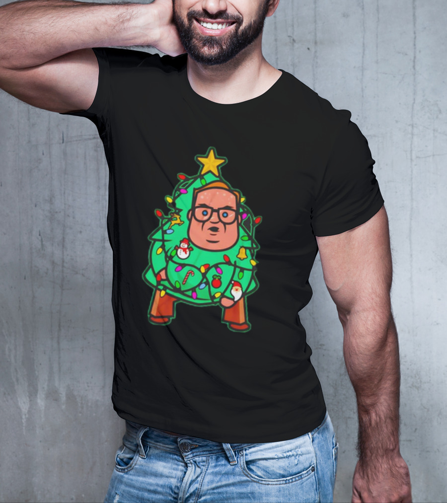 Foley Christmas Tree Lights Cartoon Character With Star And Decorated Ornaments T-Shirt