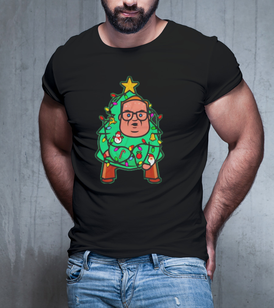 Foley Christmas Tree Lights Cartoon Character With Star And Decorated Ornaments T-Shirt