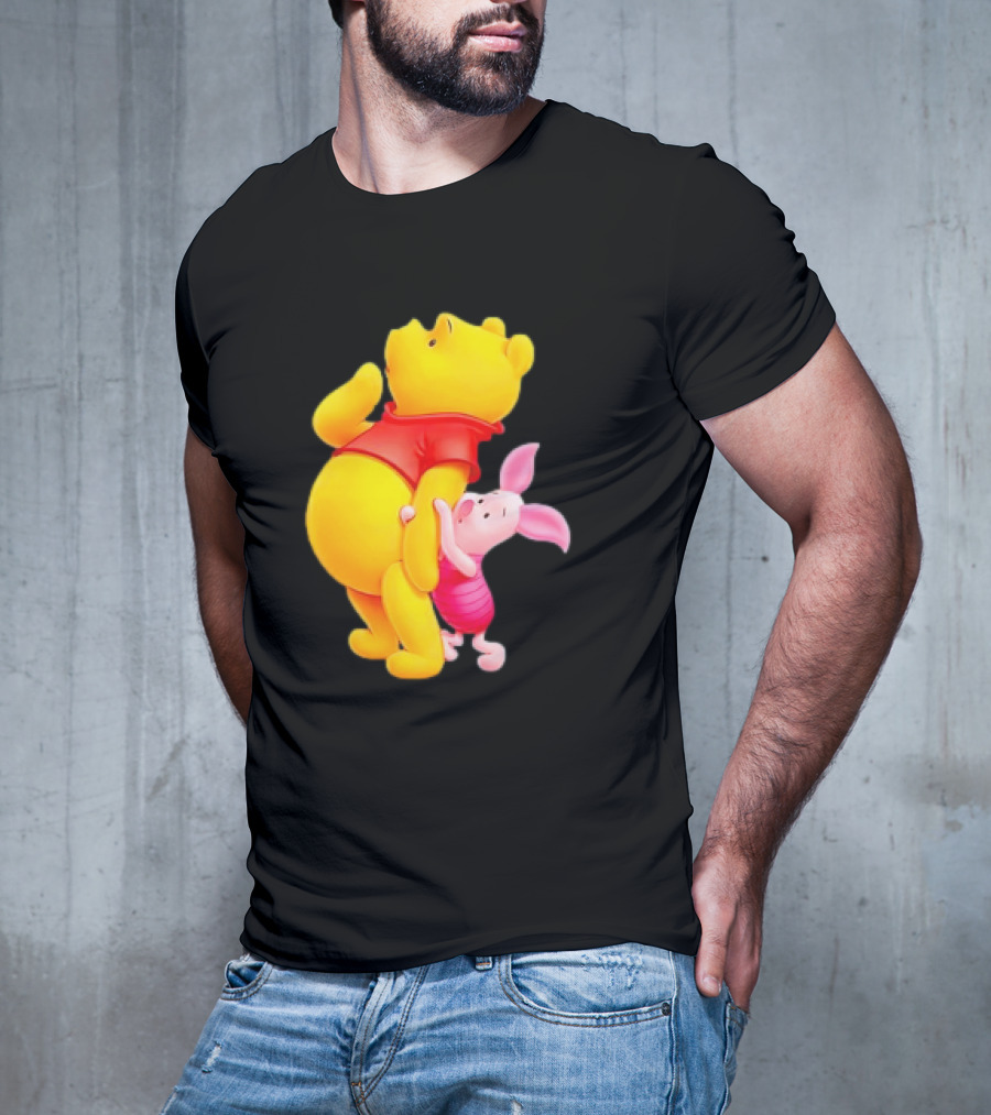 Winnie The Pooh And Piglet Best Friends Forever Hugging Playful Moment T-Shirt