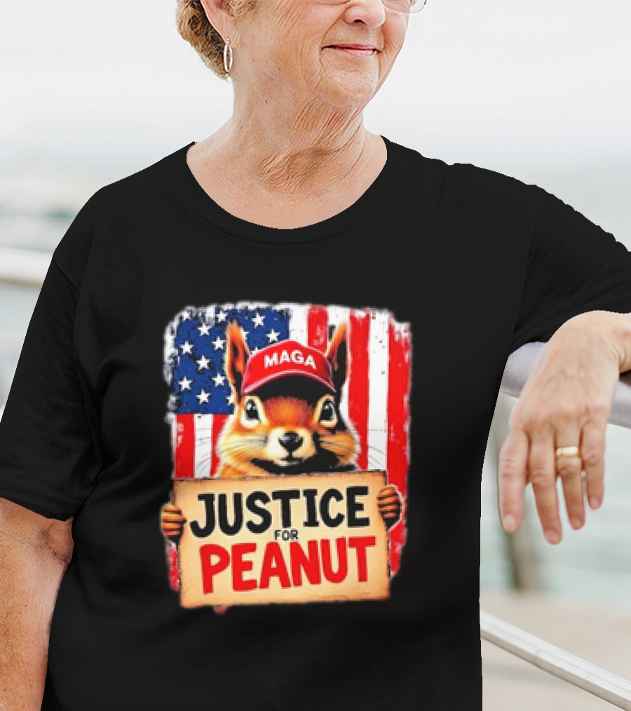 Justice For Peanut The Squirrel MAGA American Flag T-Shirt
