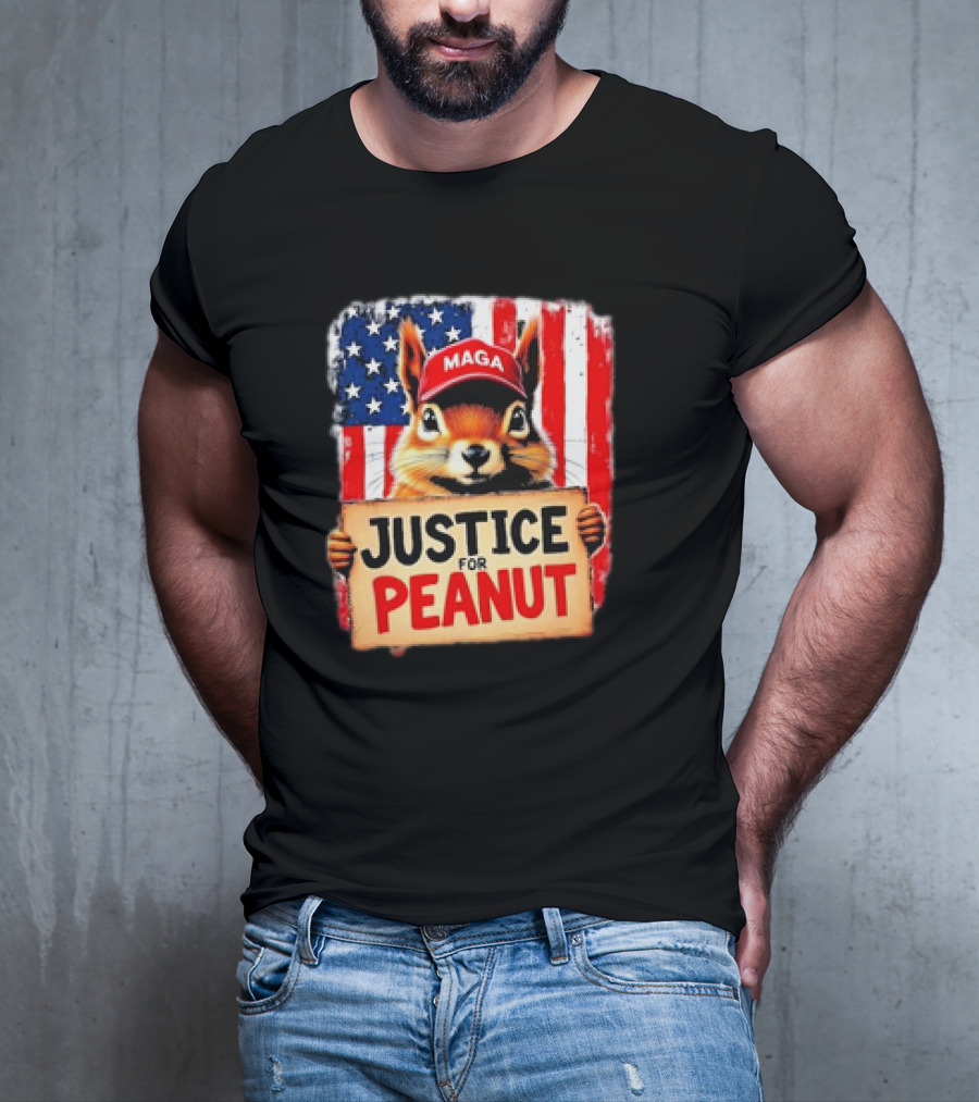Justice For Peanut The Squirrel MAGA American Flag T-Shirt