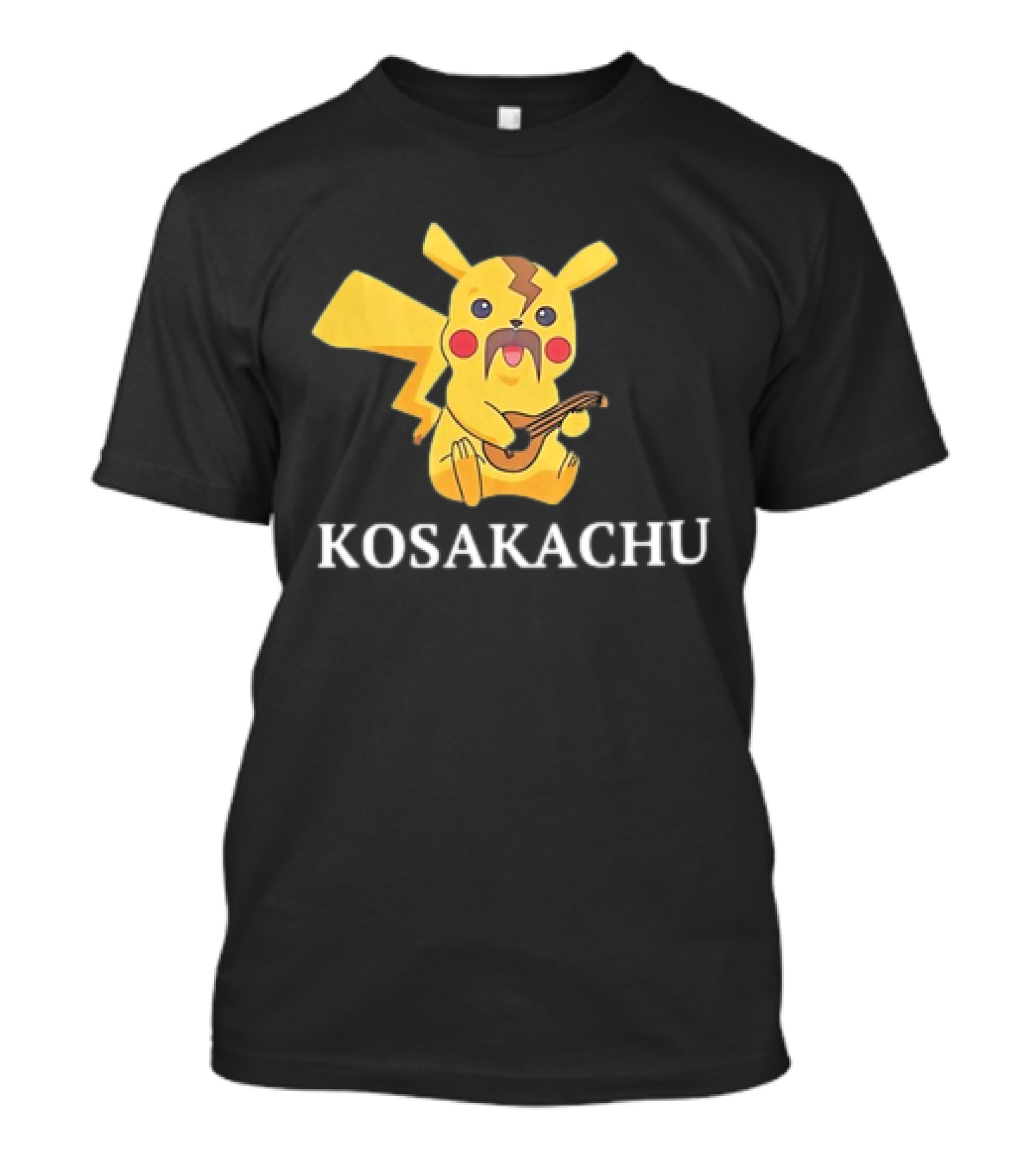 Kosakachu Pikachu Playing Guitar With Moustache T-Shirt