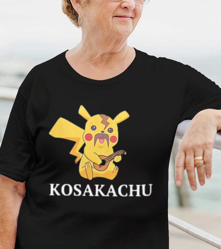 Kosakachu Pikachu Playing Guitar With Moustache T-Shirt