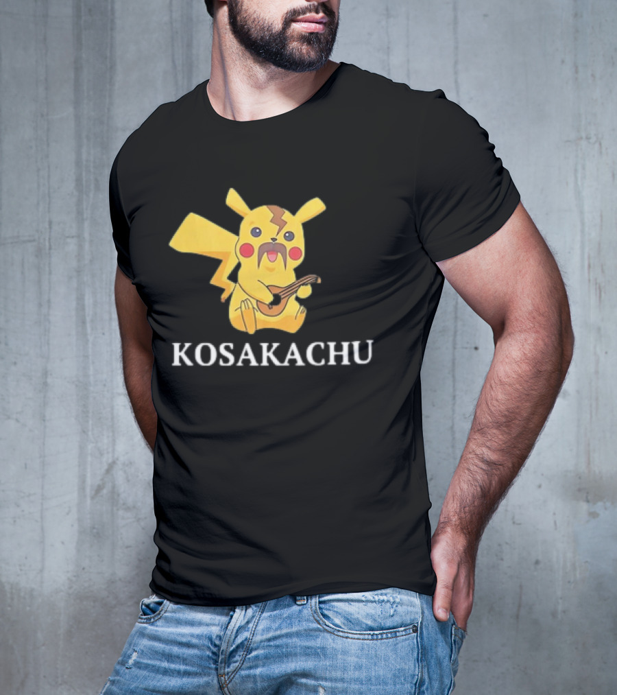 Kosakachu Pikachu Playing Guitar With Moustache T-Shirt