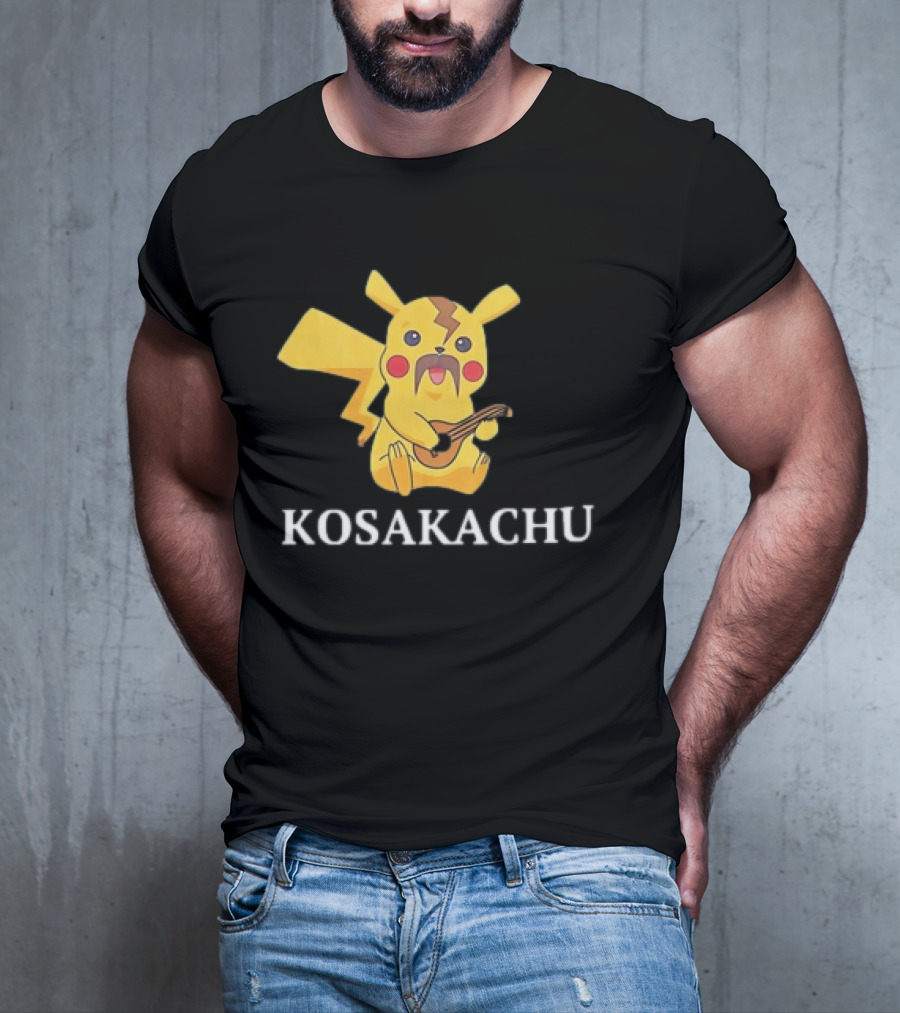 Kosakachu Pikachu Playing Guitar With Moustache T-Shirt