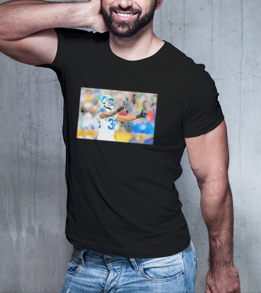 Lions Brian Branch Gesture Iconic Football Action T-Shirt