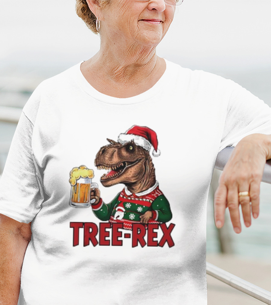 Christmas Tree-Rex Ugly Sweater Merry Beer Dinosaur Trex T-Shirt