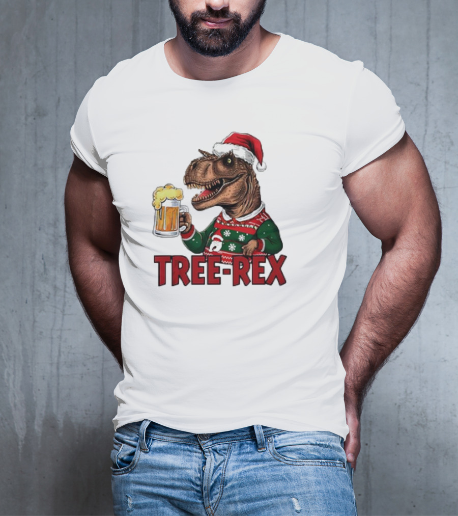 Christmas Tree-Rex Ugly Sweater Merry Beer Dinosaur Trex T-Shirt