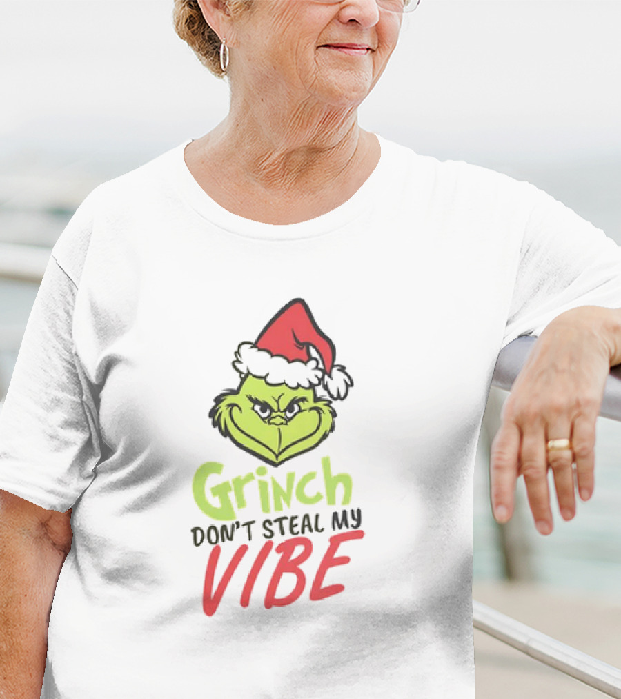 Grinch Don’t Steal My Vibe Christmas Santa Hat T-Shirt