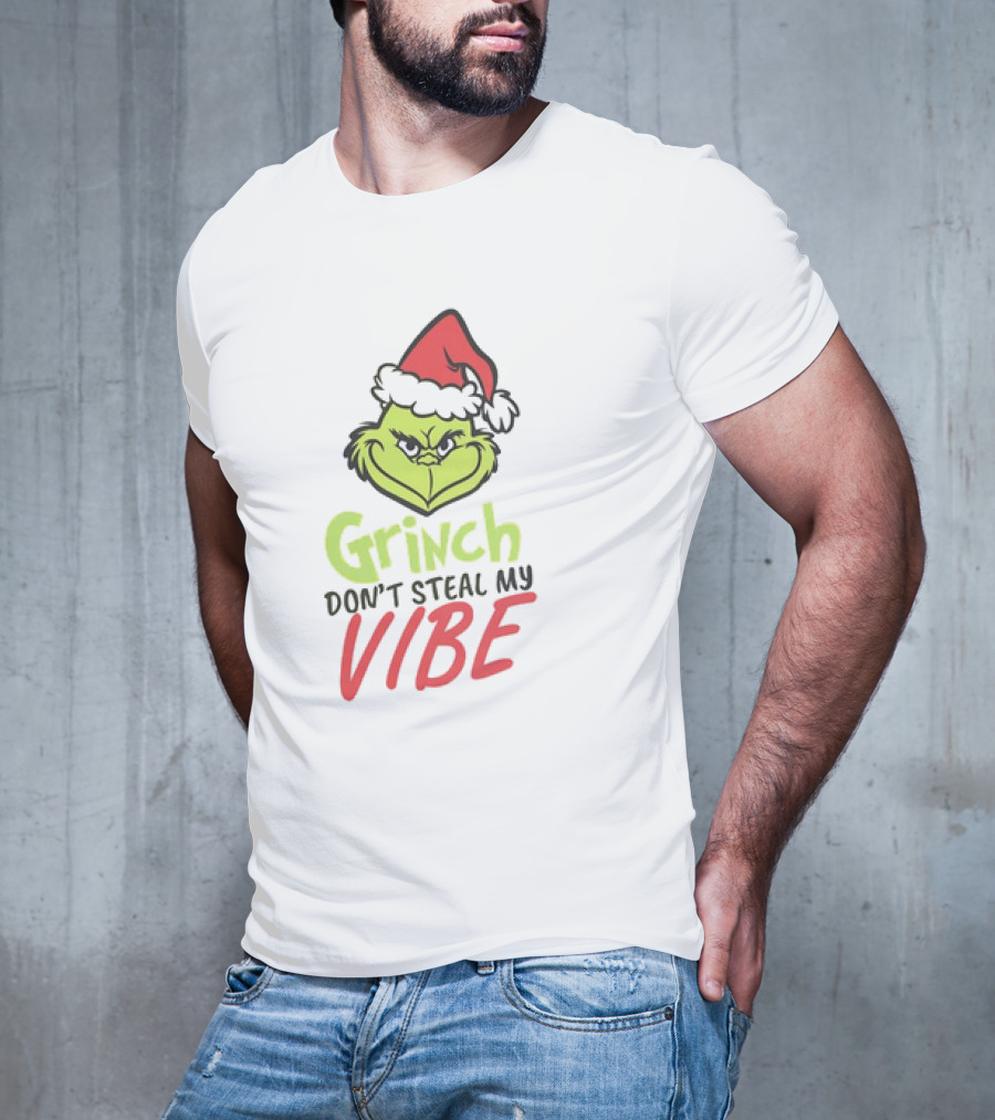 Grinch Don’t Steal My Vibe Christmas Santa Hat T-Shirt