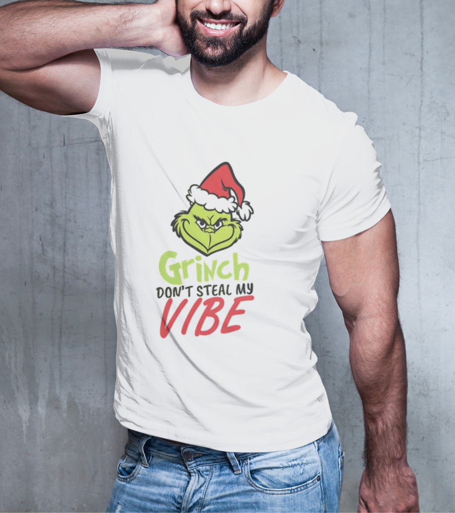 Grinch Don’t Steal My Vibe Christmas Santa Hat T-Shirt
