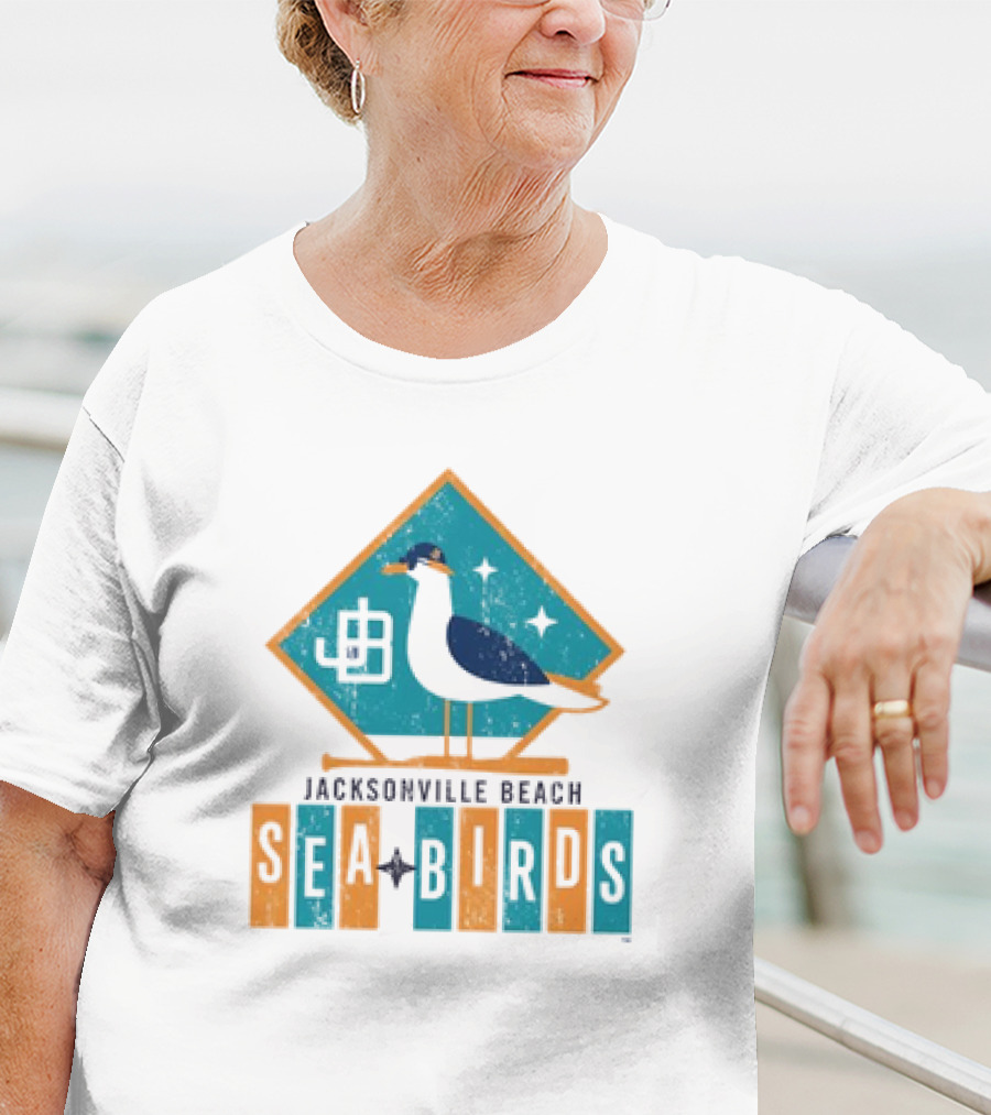 Hometown Collection Jacksonville Beach Sea Birds Logo With Geometric Diamond And Stylized Seagull T-Shirt