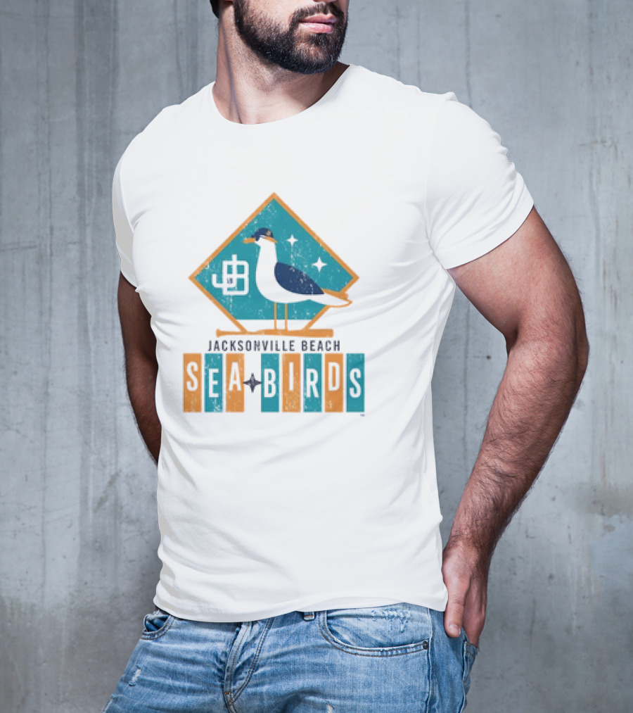 Hometown Collection Jacksonville Beach Sea Birds Logo With Geometric Diamond And Stylized Seagull T-Shirt