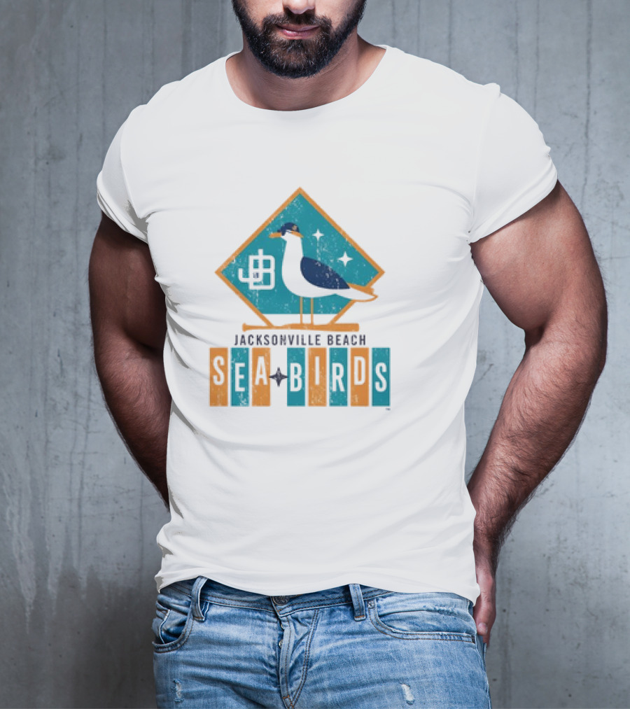 Hometown Collection Jacksonville Beach Sea Birds Logo With Geometric Diamond And Stylized Seagull T-Shirt