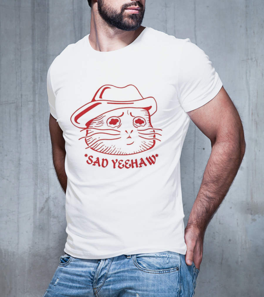 Sad Cat In Cowboy Hat Sad Yeehaw T-Shirt