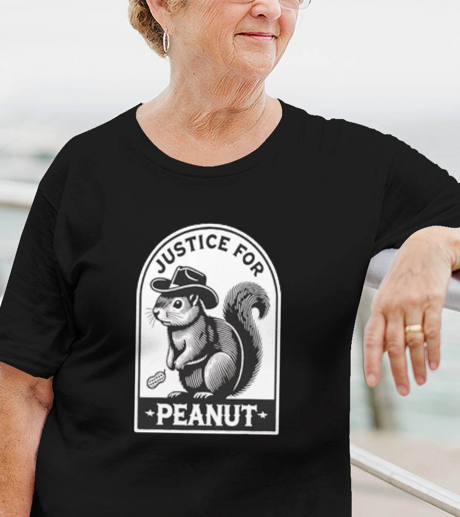 Justice For Peanut The Squirrel Funny Wanted Peanut Squirrel Retro Cowboy Hat T-Shirt